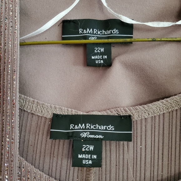 R&M Richards Shimmery Pleated Dress w/ Overlayer and Belt Accents - Picture 5 of 6